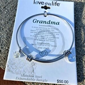 Love This Life Grandma Silver Tone Expandable Bangle Bracelet NWT